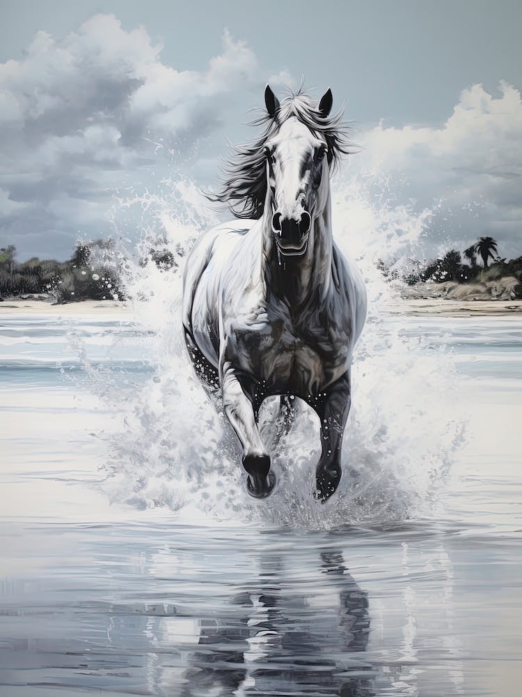 A Horse Oil Painting In Diani Beach, Kenya, Portrait 1