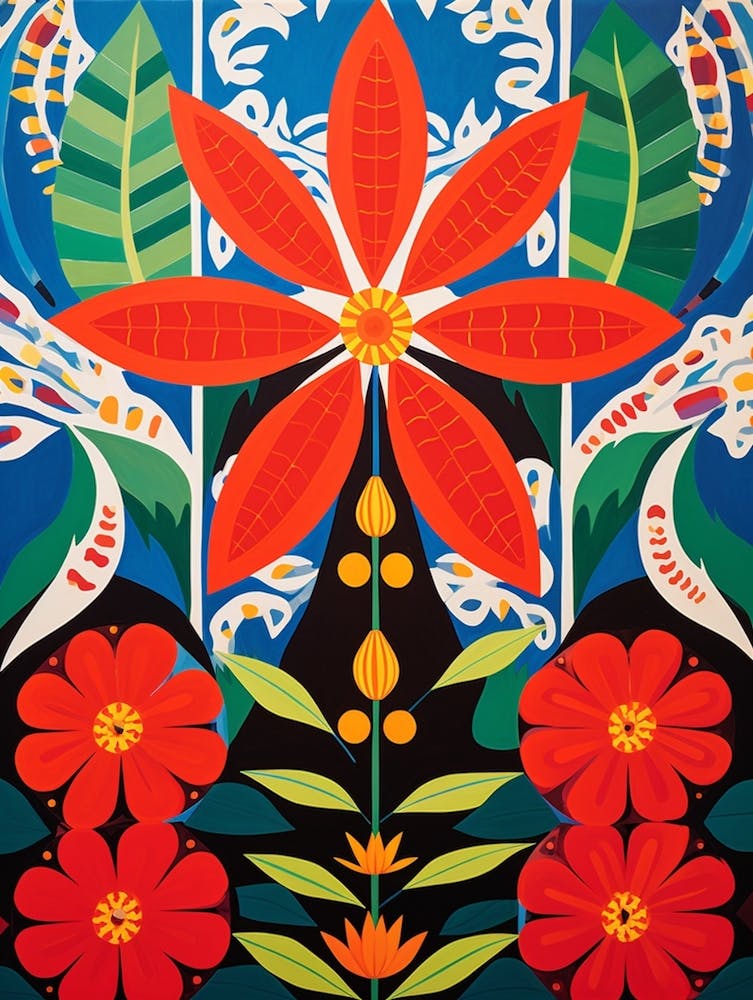 Flower Motif Painting Poinsettia 2