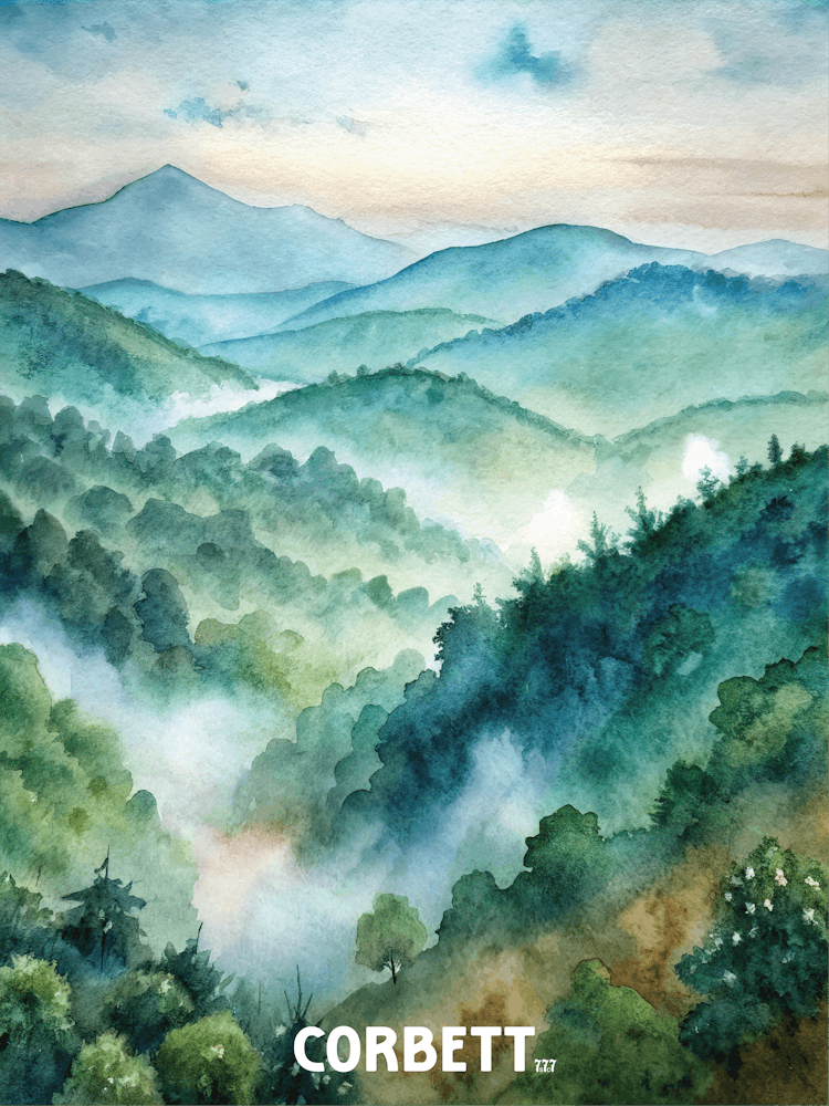 Corbett National Park Watercolor Painting