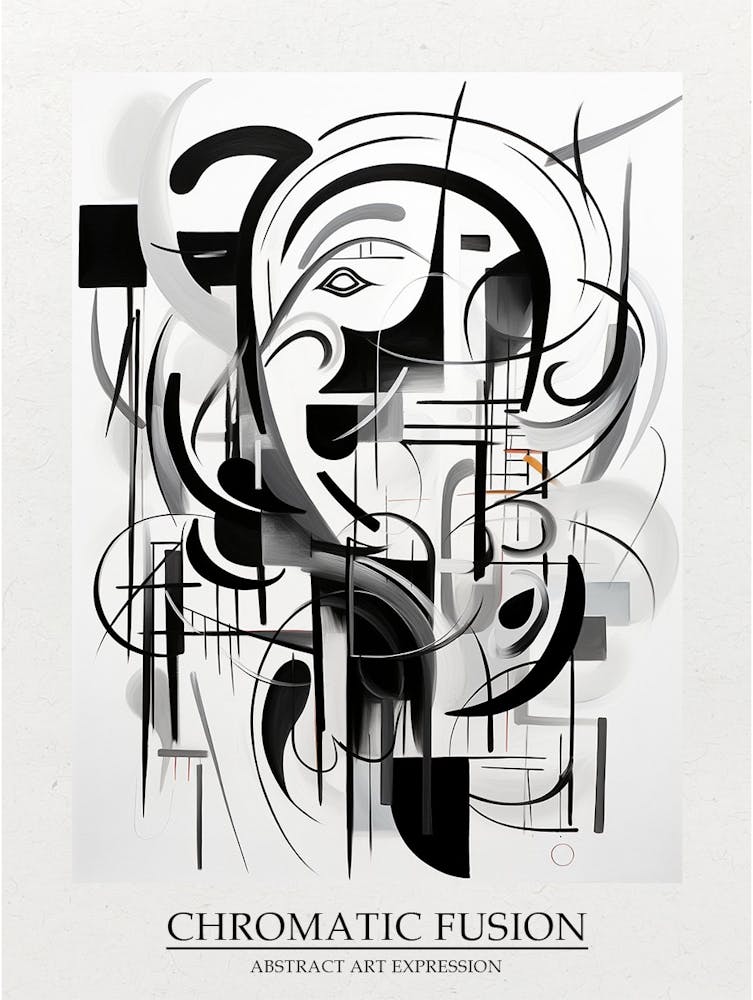 Chromatic Fusion Abstract Black And White 7 Poster
