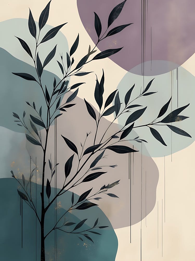 Modern Botanical Wall Art in Warm Beige Tones