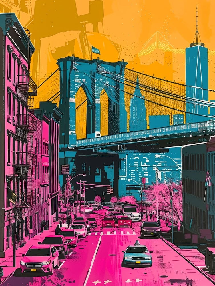 Brooklyn New York Colourful Silkscreen Illustration 4