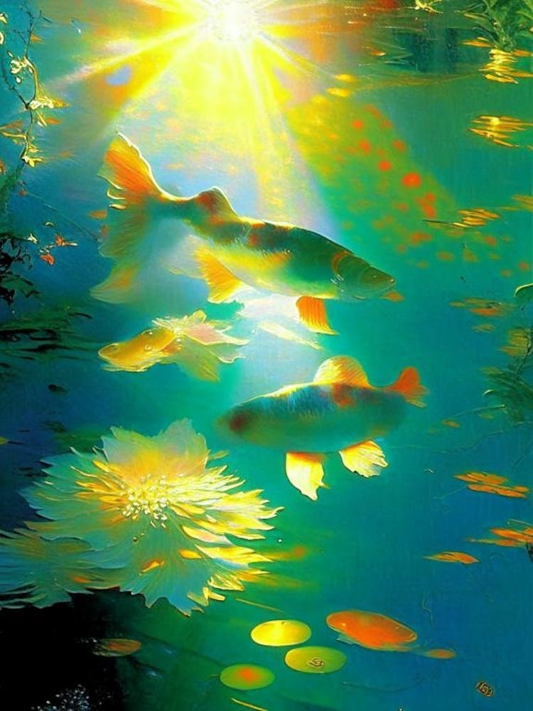 Koromo Koi Fish Monet Style Classic Painting