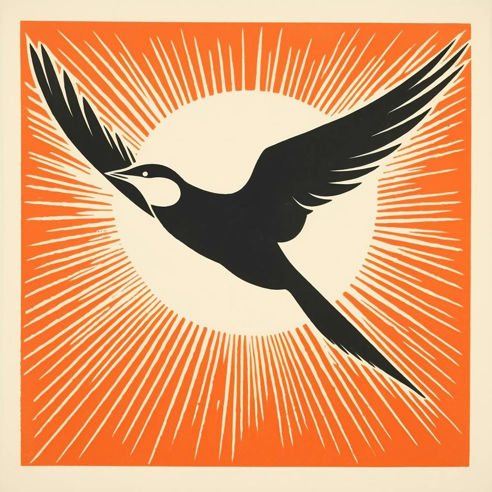 Retro Bird Lithograph Common Tern 3