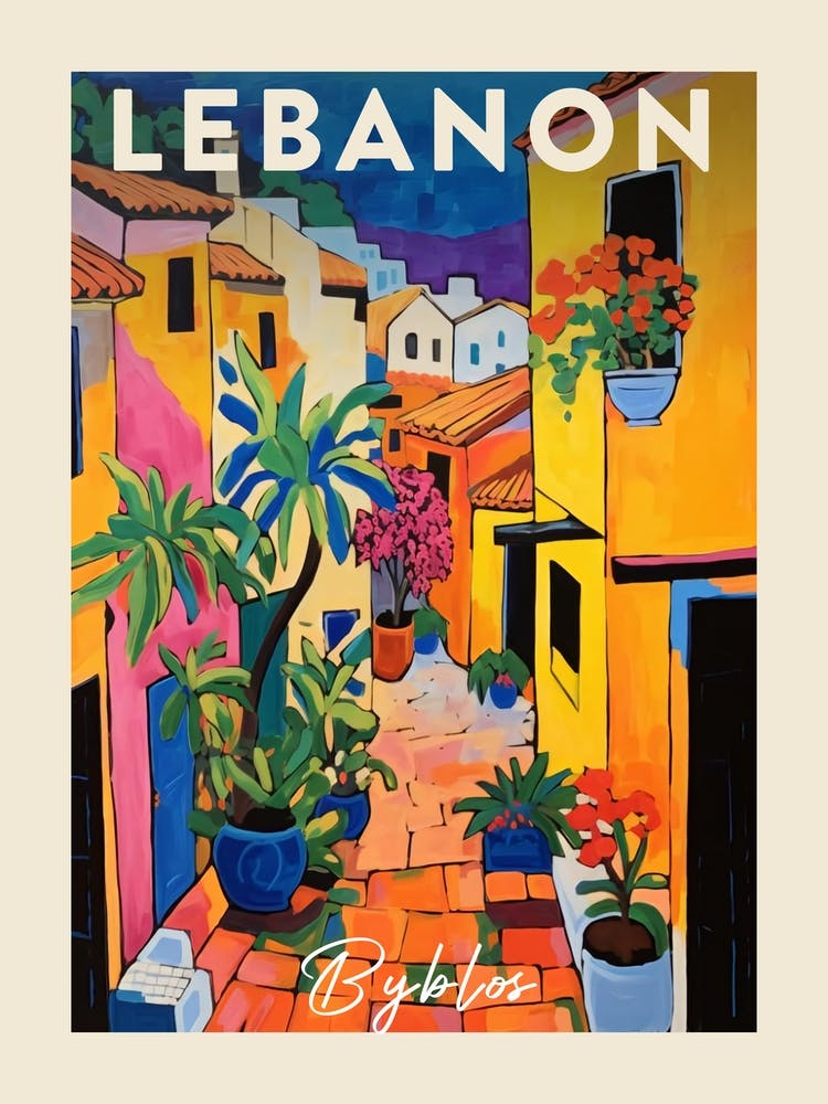 Byblos Lebanon 2 Fauvist Painting  Travel Poster
