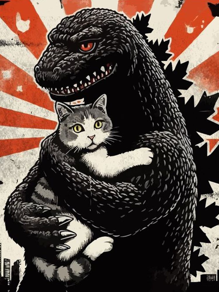Godzilla And Cat