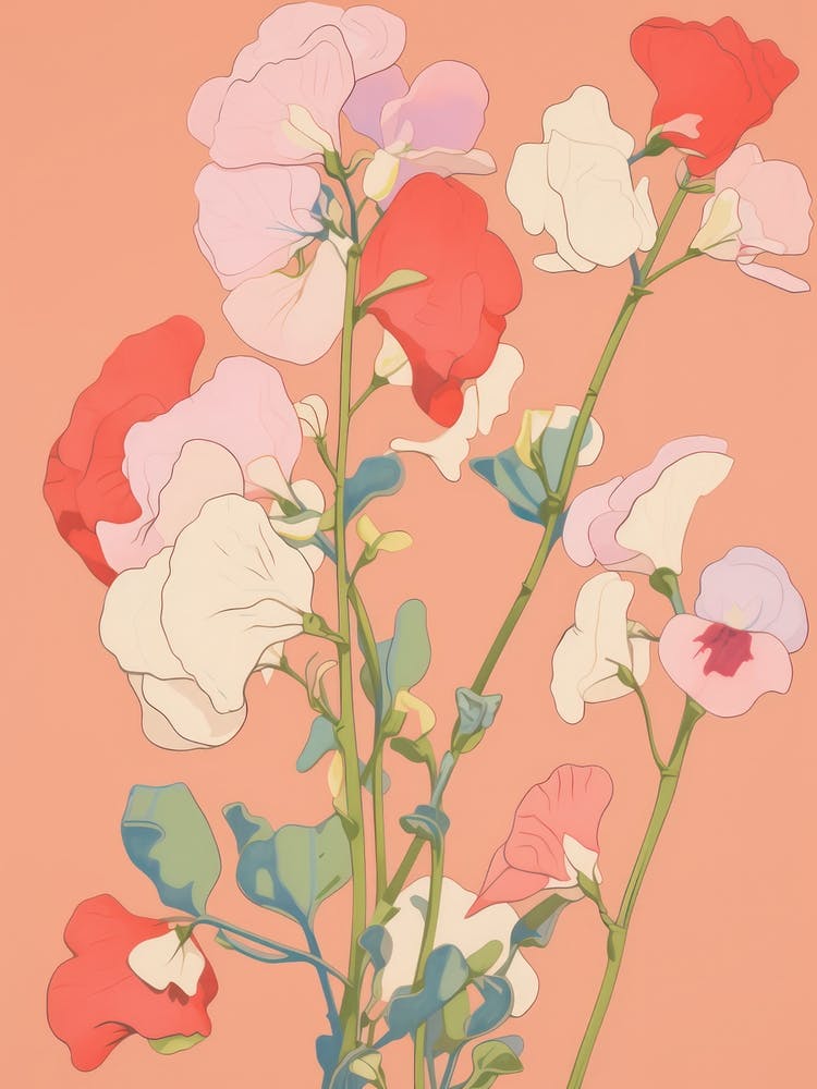 Sweet Peas Flower Big Bold Illustration 4