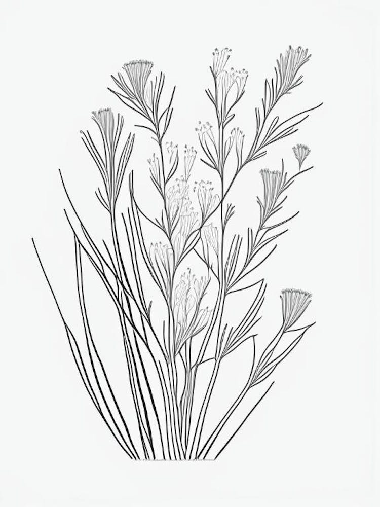 Ephedra Herb William Morris Inspired Line Drawing 3