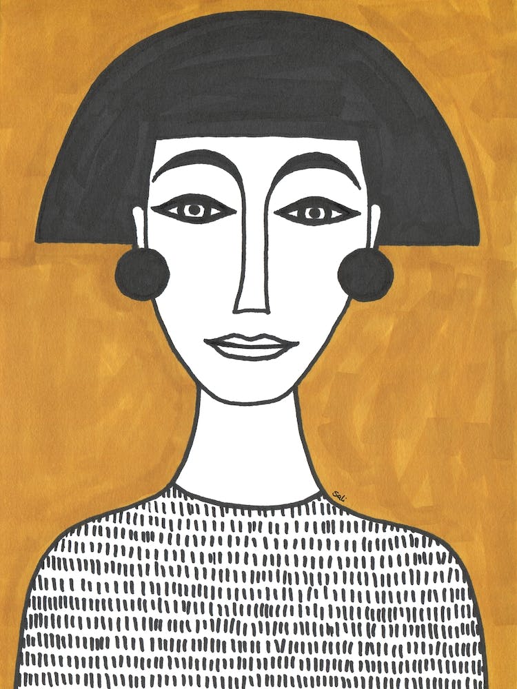 Woman on Yellow Background Illustration