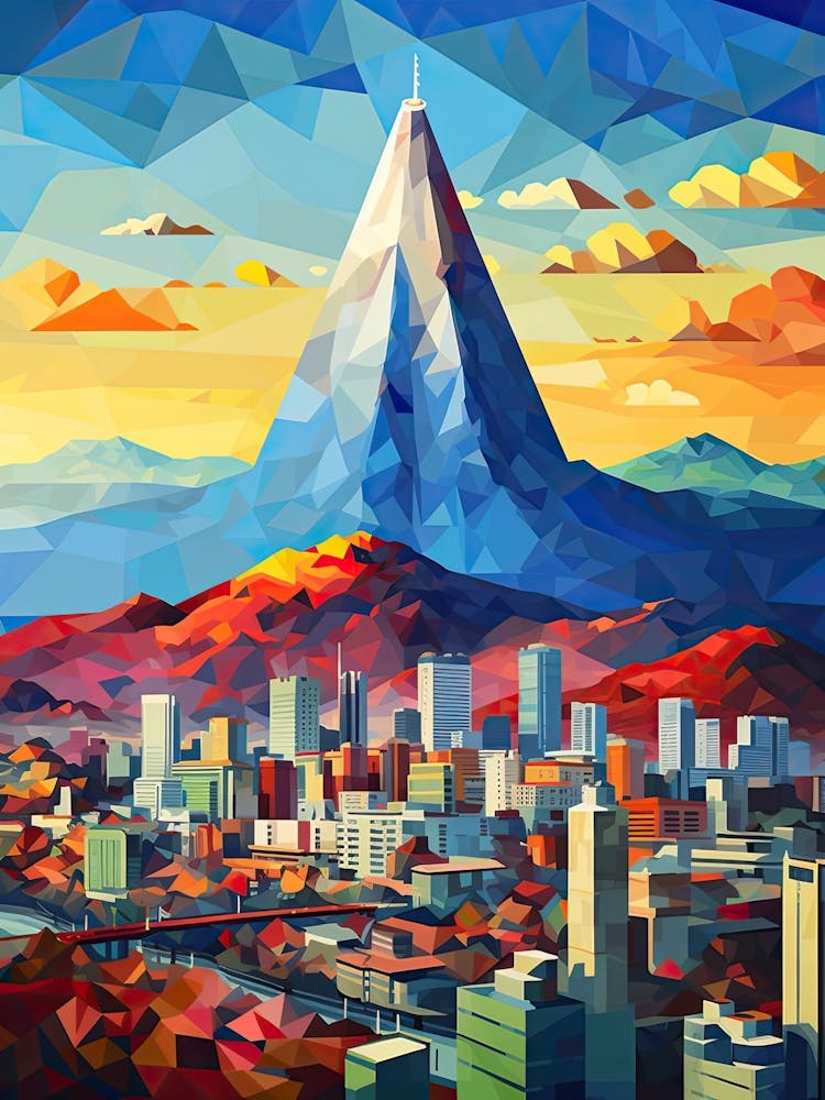 Seoul, South Korea, Geometric Illustration 1