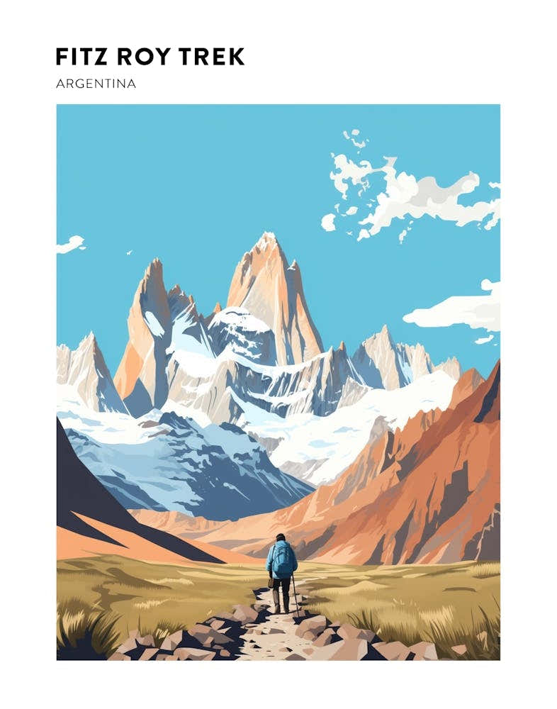 Fitz Roy Trek Argentina 1 Hiking Trail Landscape Poster