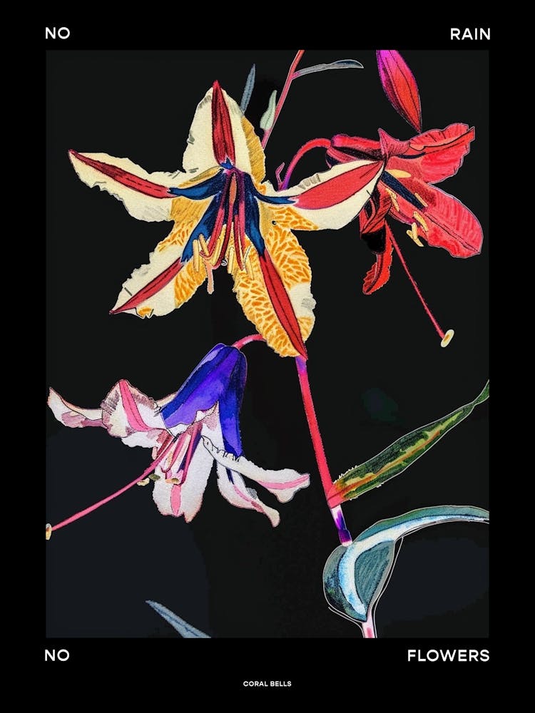 No Rain No Flowers Poster Coral Bells 1