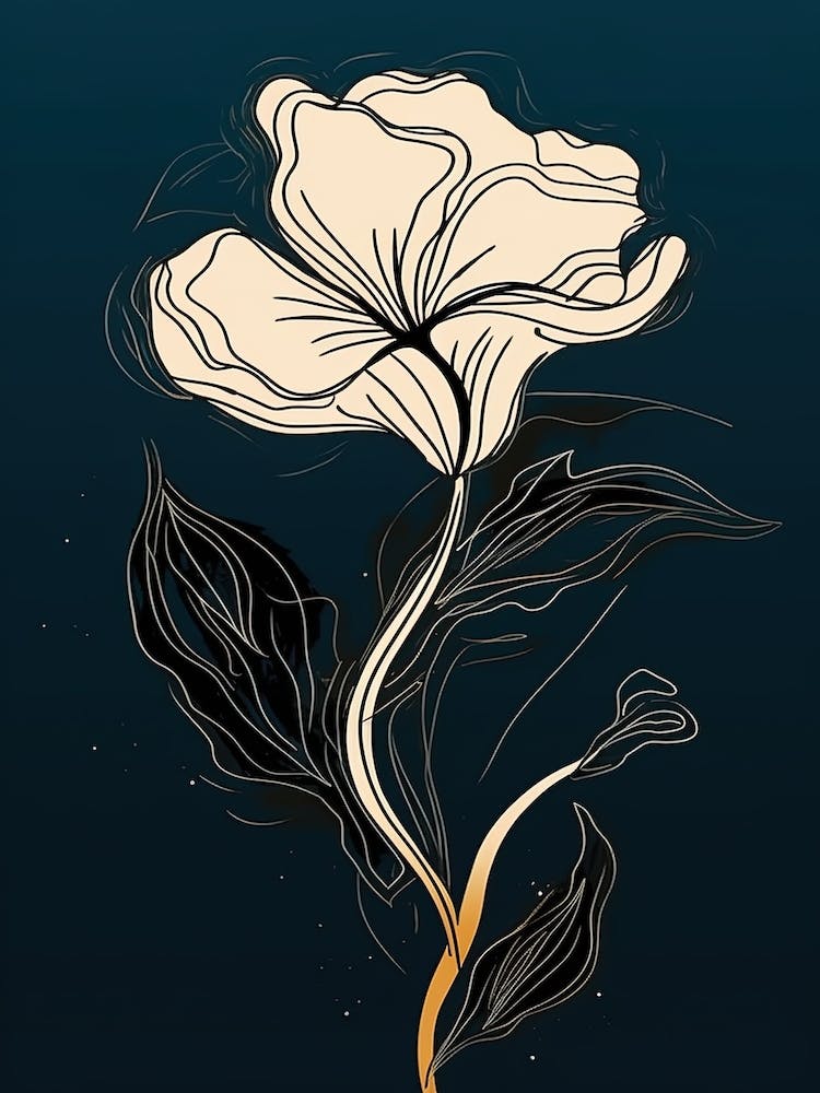 Gladioli Line Art Flowers Illustration Neutral 19