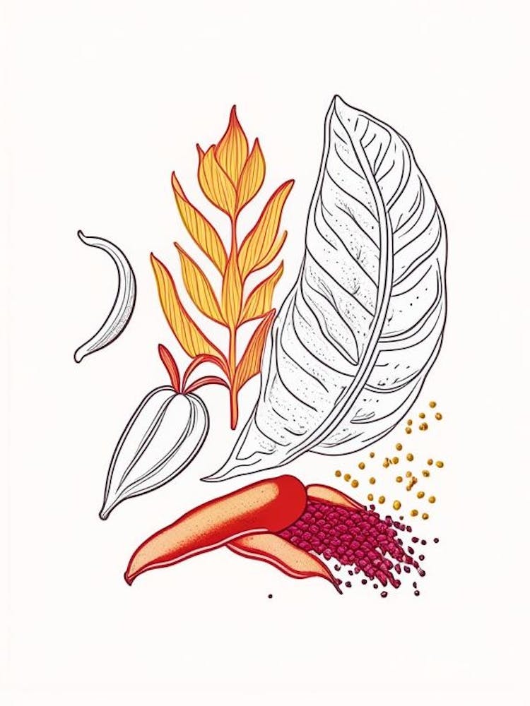 Cayenne Pepper Spices And Herbs Minimal Line Drawing 1