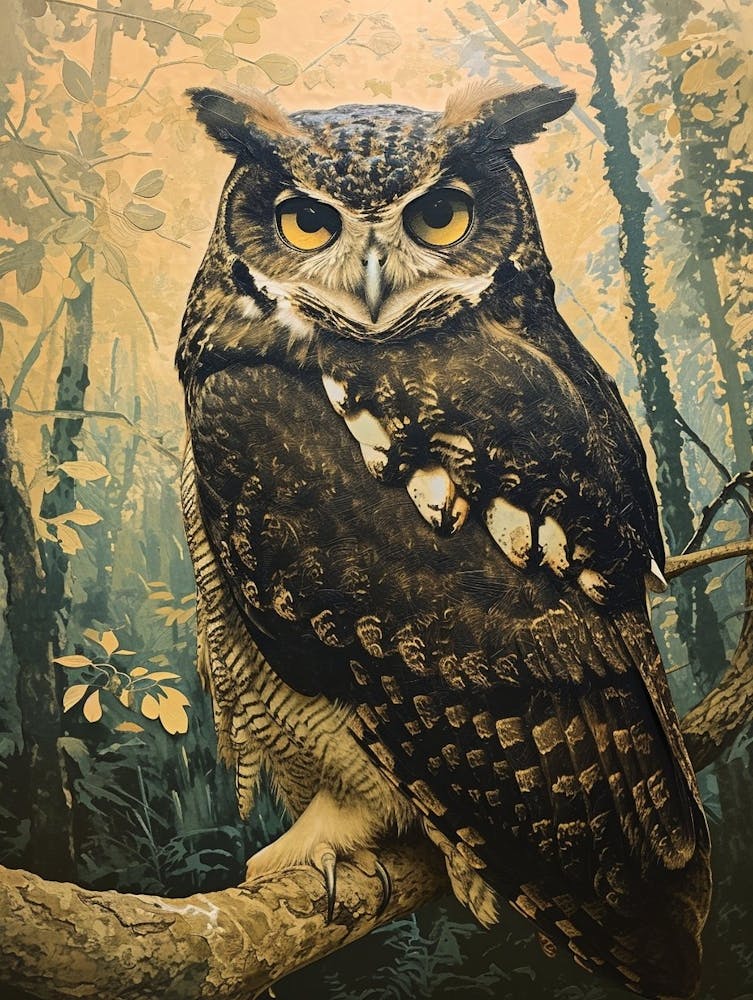 Chouette à lunettes - Illustration en relief 3