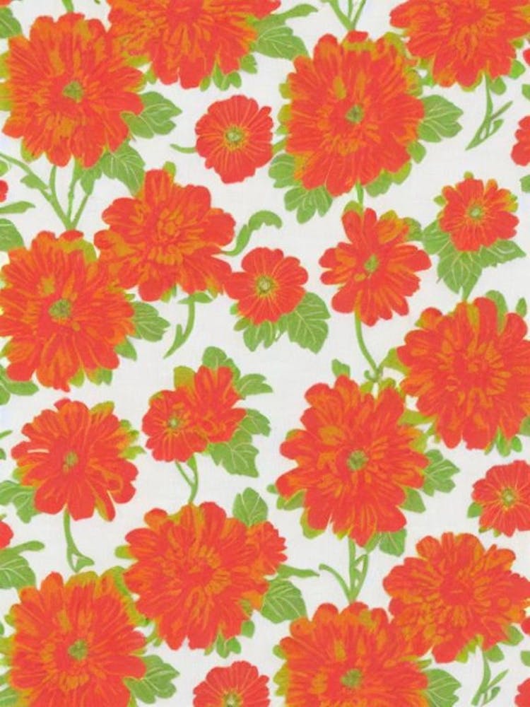 Zinnia Floral Print Retro Pattern Flower