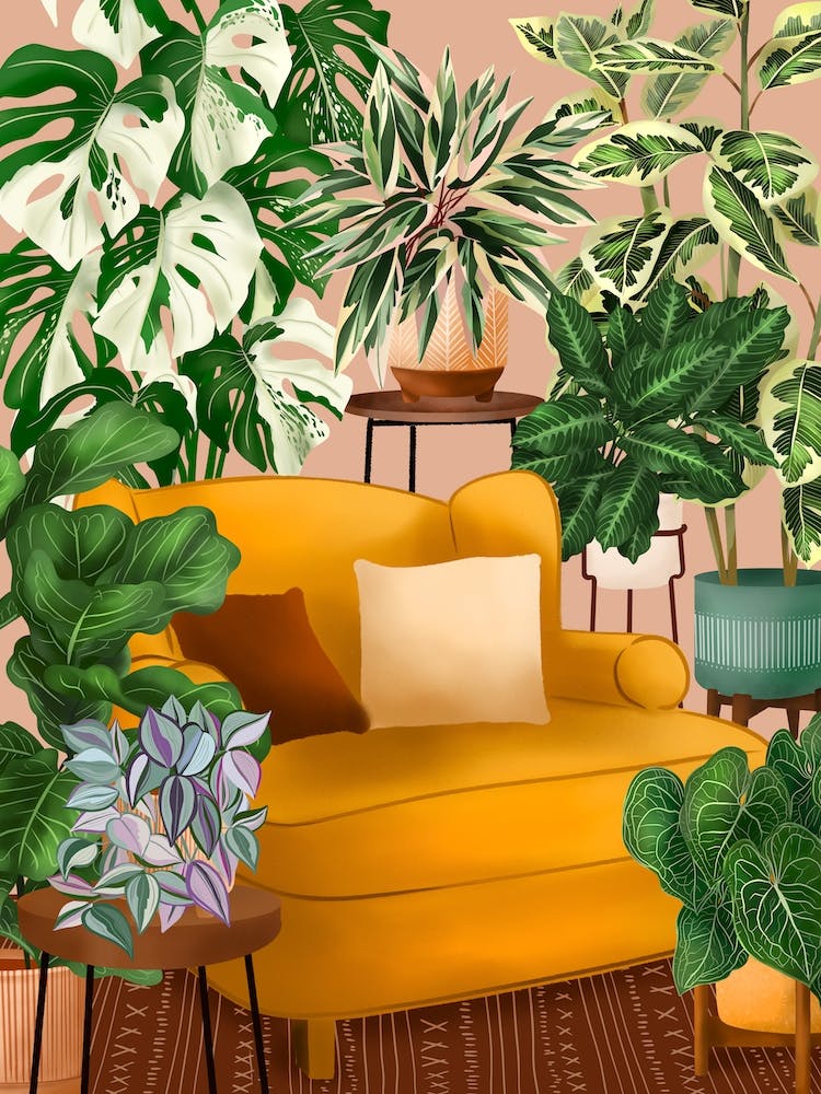 Room With Plants And Yellow Chair