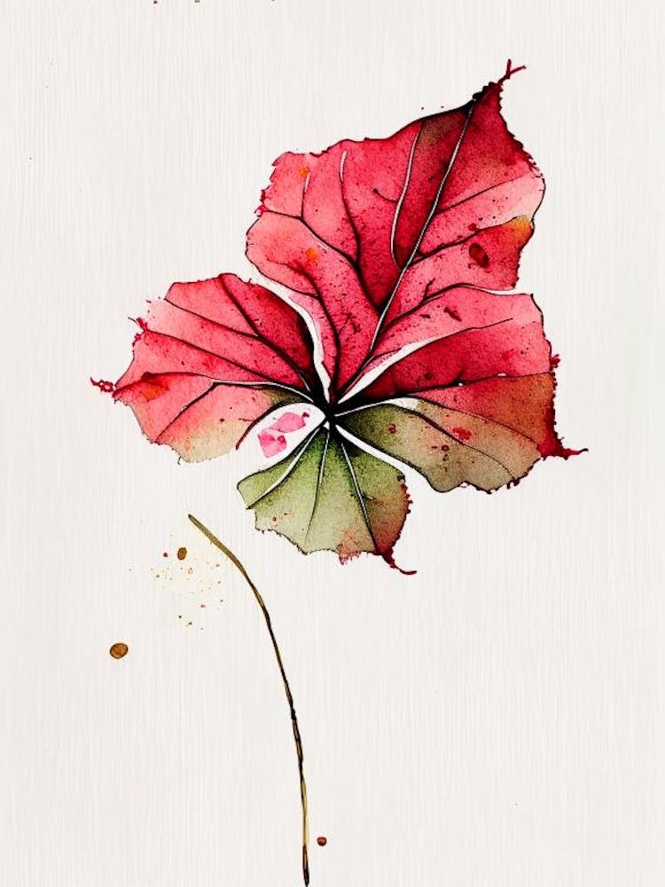 Hibiscus Leaf Minimalist Watercolour