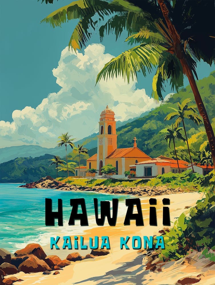 Vintage Kailua Kona Hawaii Beach