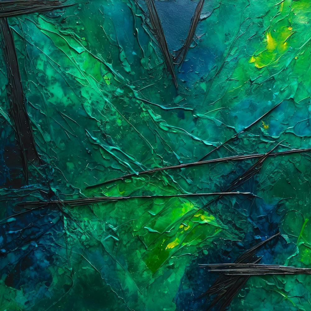 Abstract Painting, Impressionist Painting, Acrylic Color, Green and Blue Color