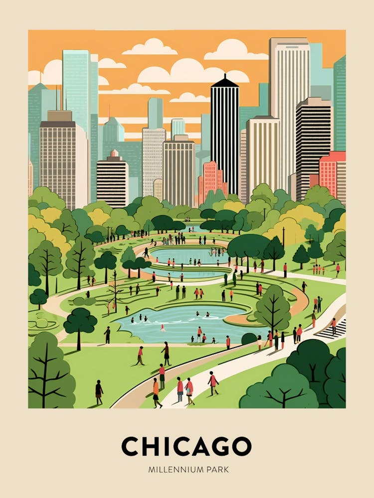 Millennium Park 6 Chicago Travel Poster