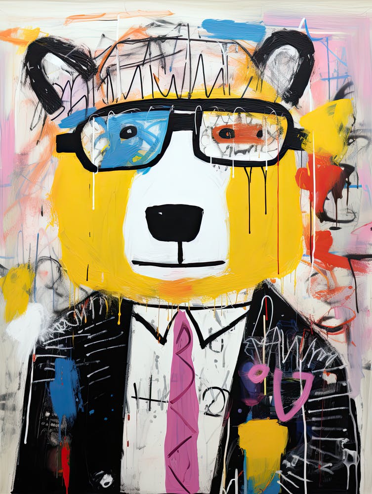 Teddy im Anzug im Basquiat-Stil