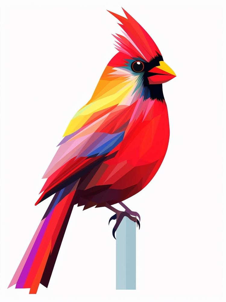 Colourful Geometric Bird Northern Cardinal 1