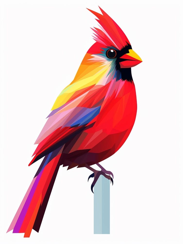 Colourful Geometric Bird Northern Cardinal 1