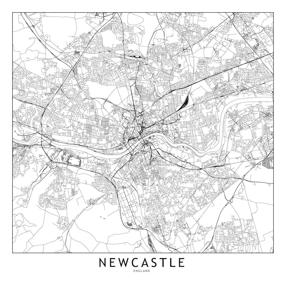 Newcastle White Map Square