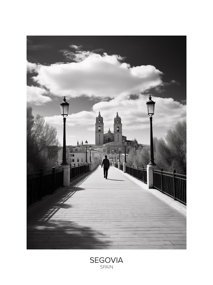 Poster Of Segovia, Spain, Black And White Analogue Photography 4