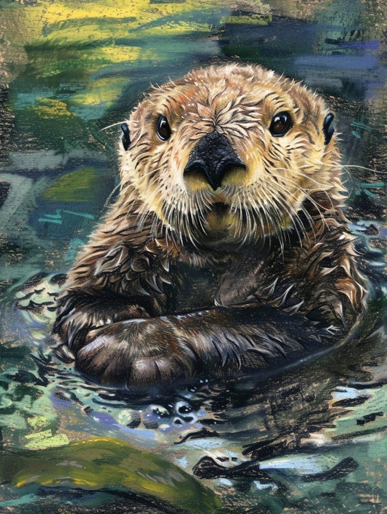 Sea Otter Pastel Watercolour 3