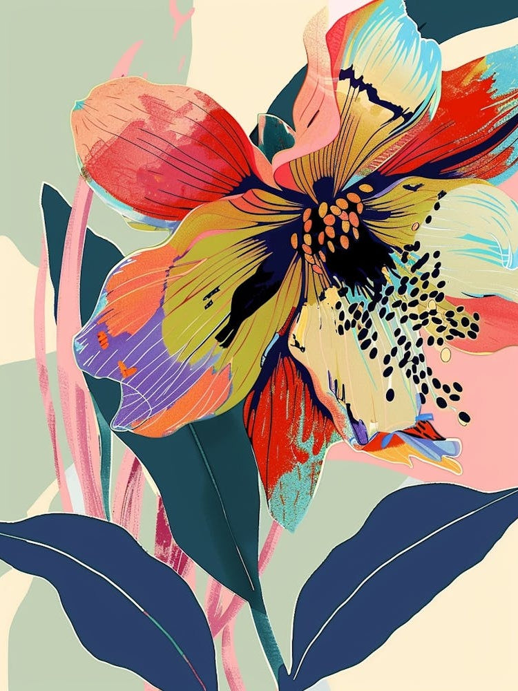 Colourful Flower Illustration Hellebore 3