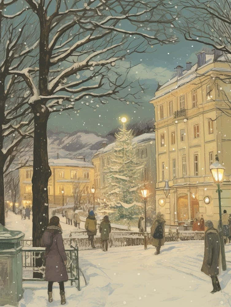 Vintage Winter Illustration Vienna Austria 2