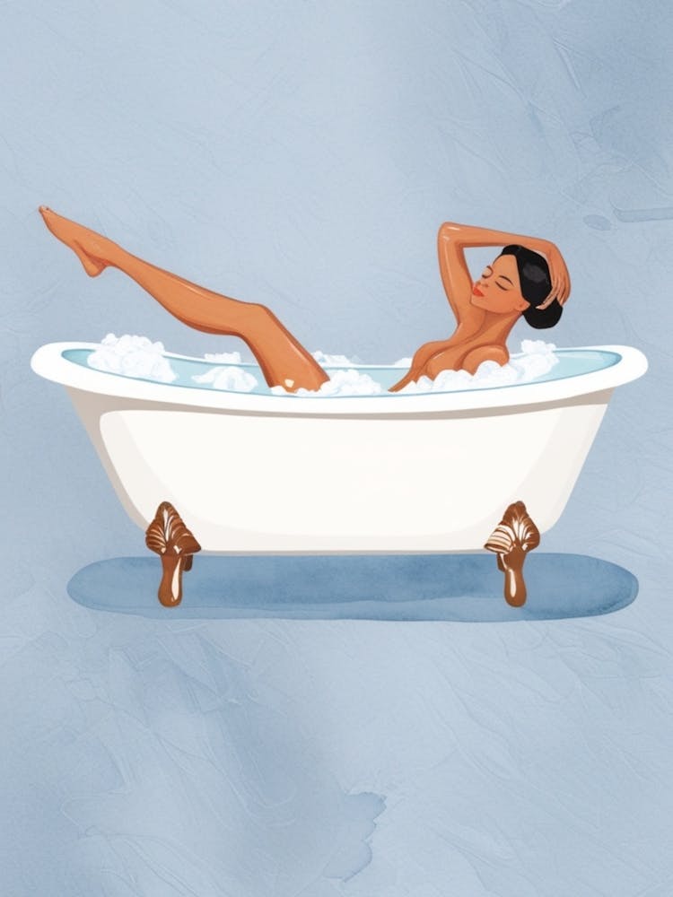 Woman Relaxing In A Bathtub