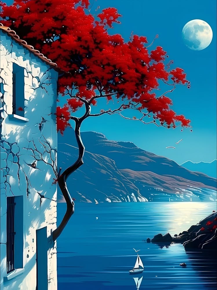Red Tree By The Sea