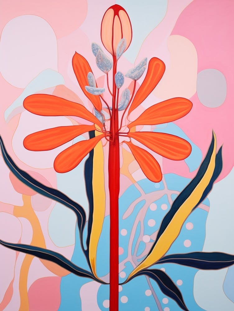 Kangaroo Paw 1 Hilma Af Klint Inspired Pastel Flower Painting