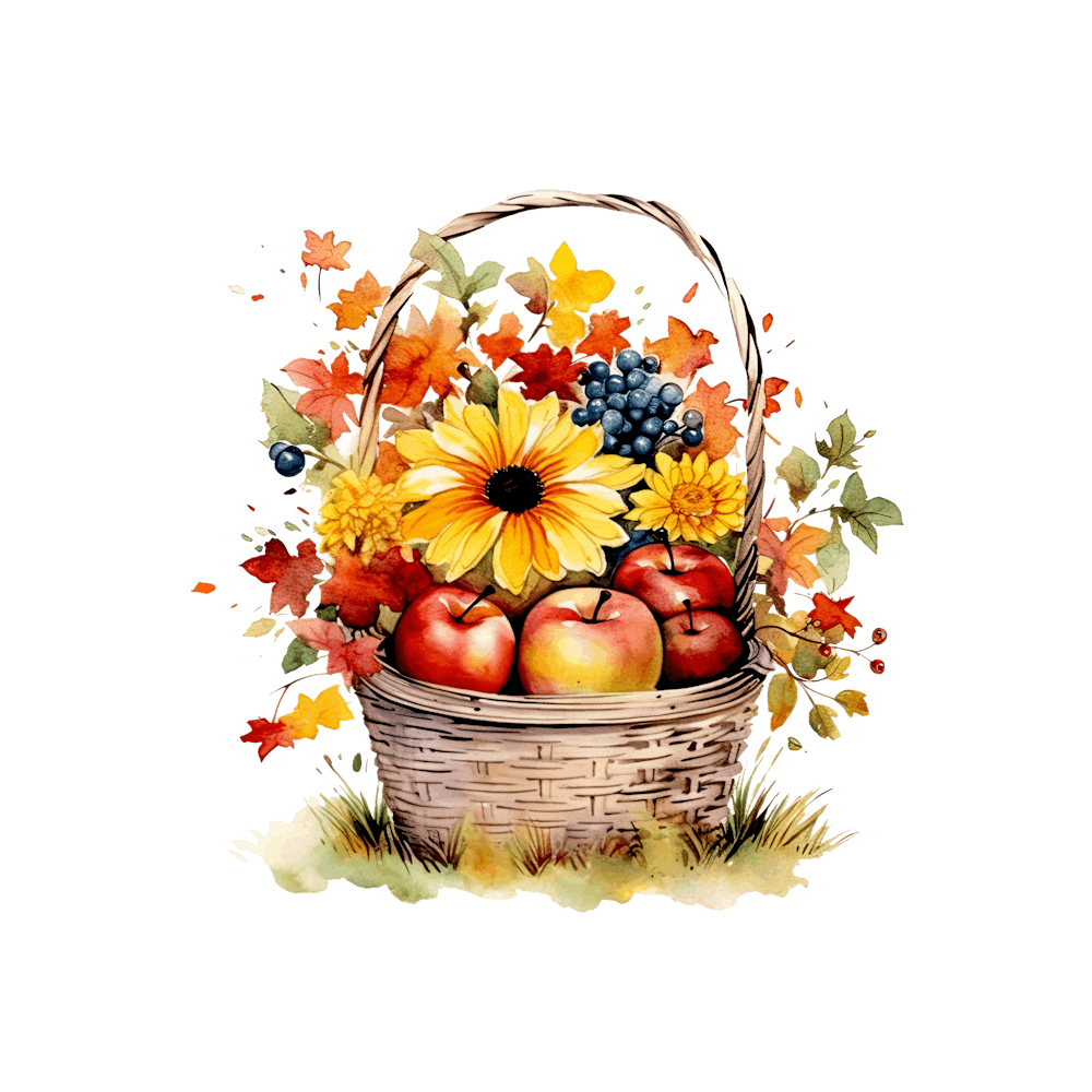 Autumn Flowers In A Basket