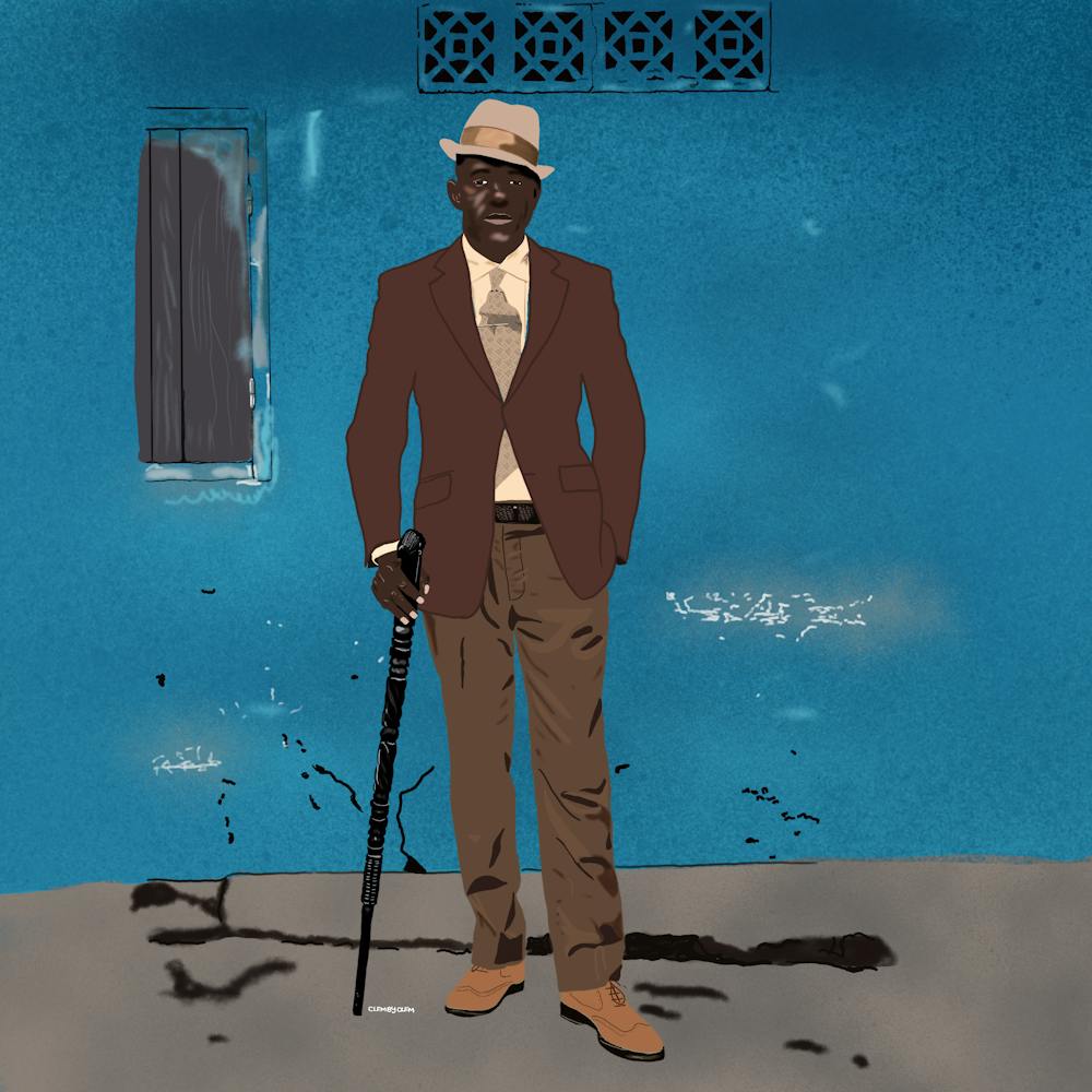 Congo, African Man With Cane, Sapeur