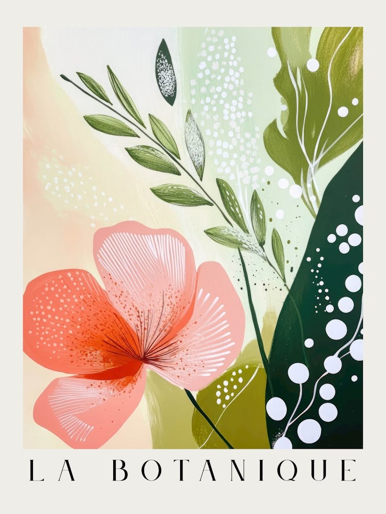 gouache painting of Elegant floral abstracts in muted pastel tones – Minimalist botanical exhibition poster in the style of Matisse & mid-century modern ideal for feminine bedrooms, elegant offices, modern living rooms or nature inspired contemporary deco