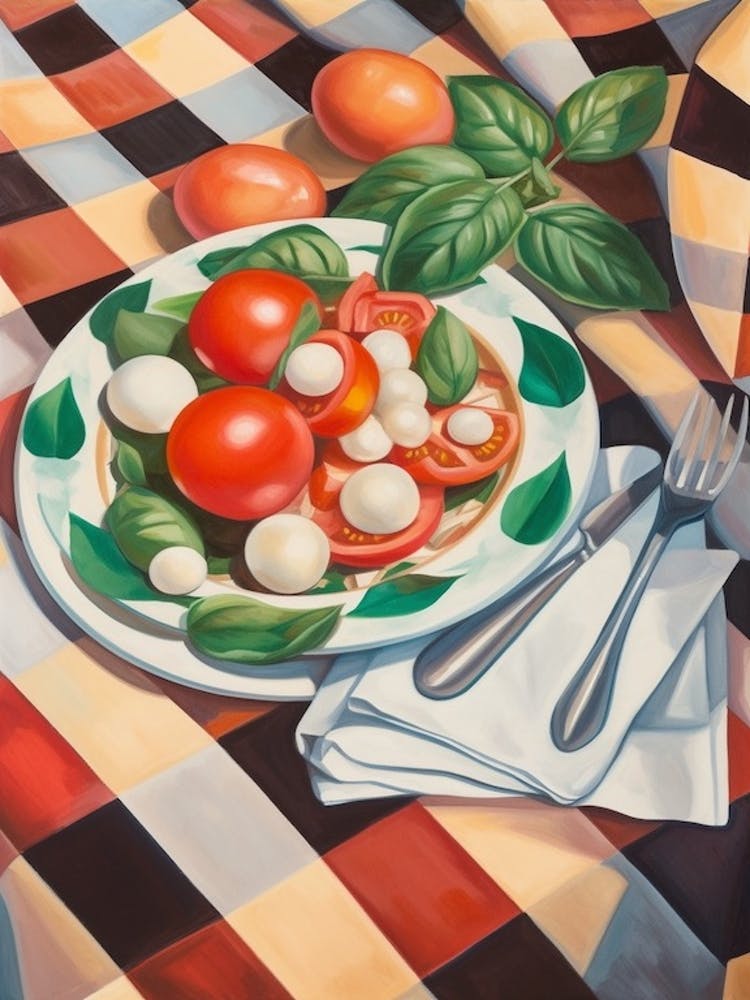 Caprese Salad Still Life Painting