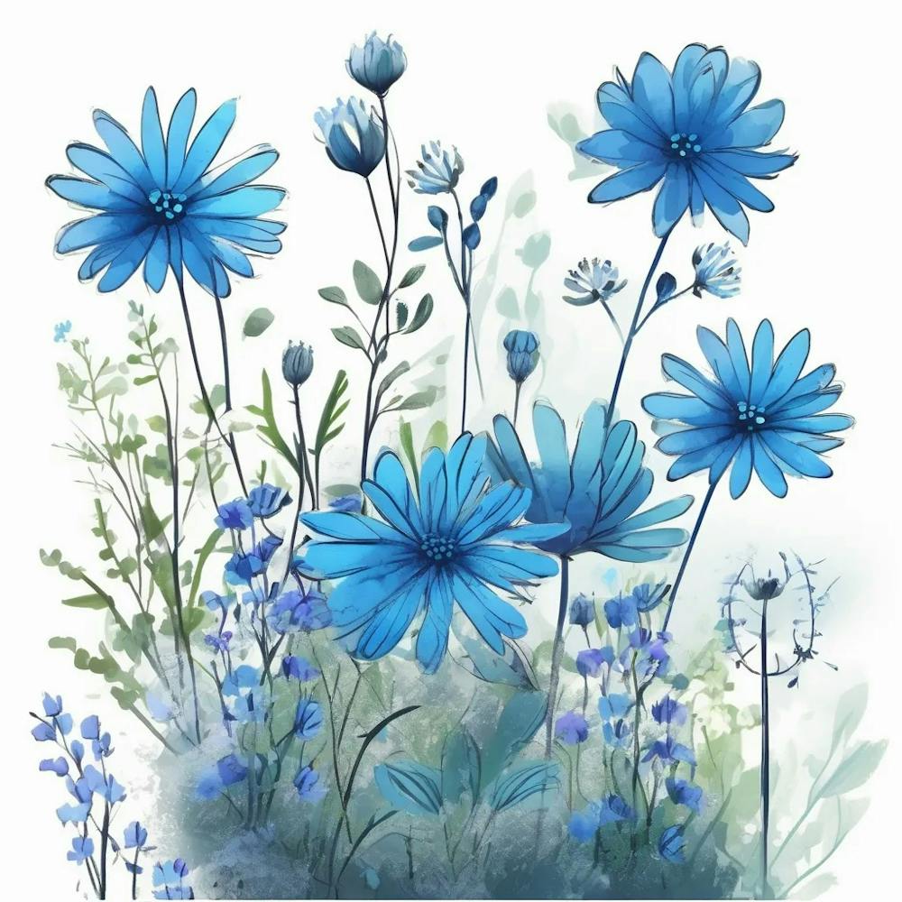 wildflower blue garden plant print 1