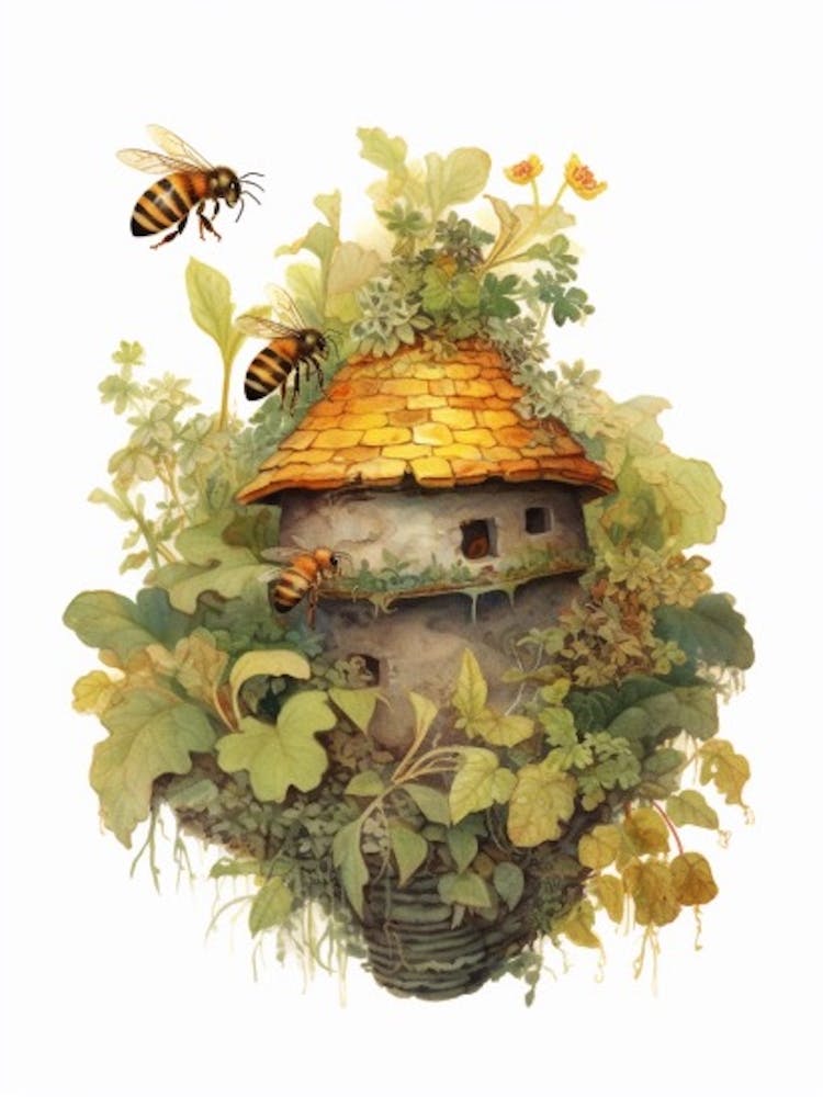 Bodennestbiene Bienenstock Aquarell-Illustration 2