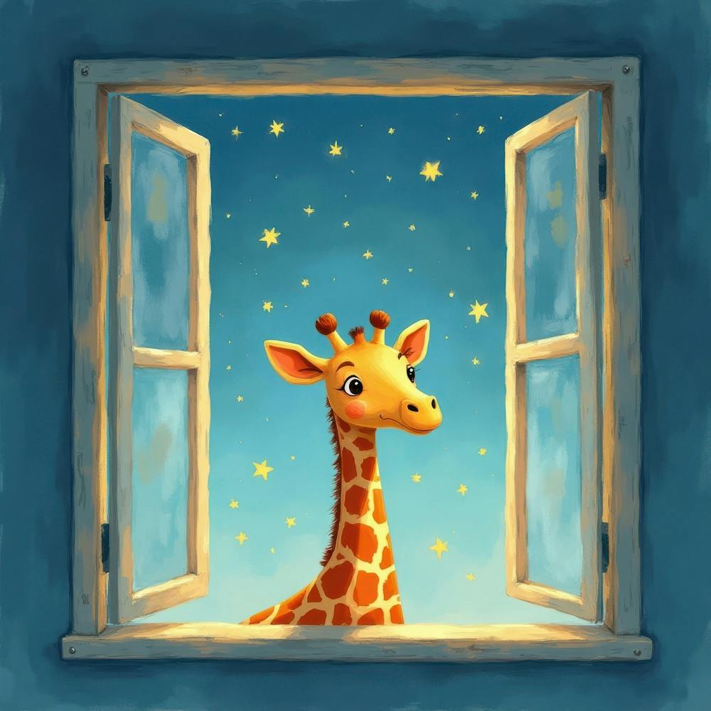 Giraffe Looking Out The Window