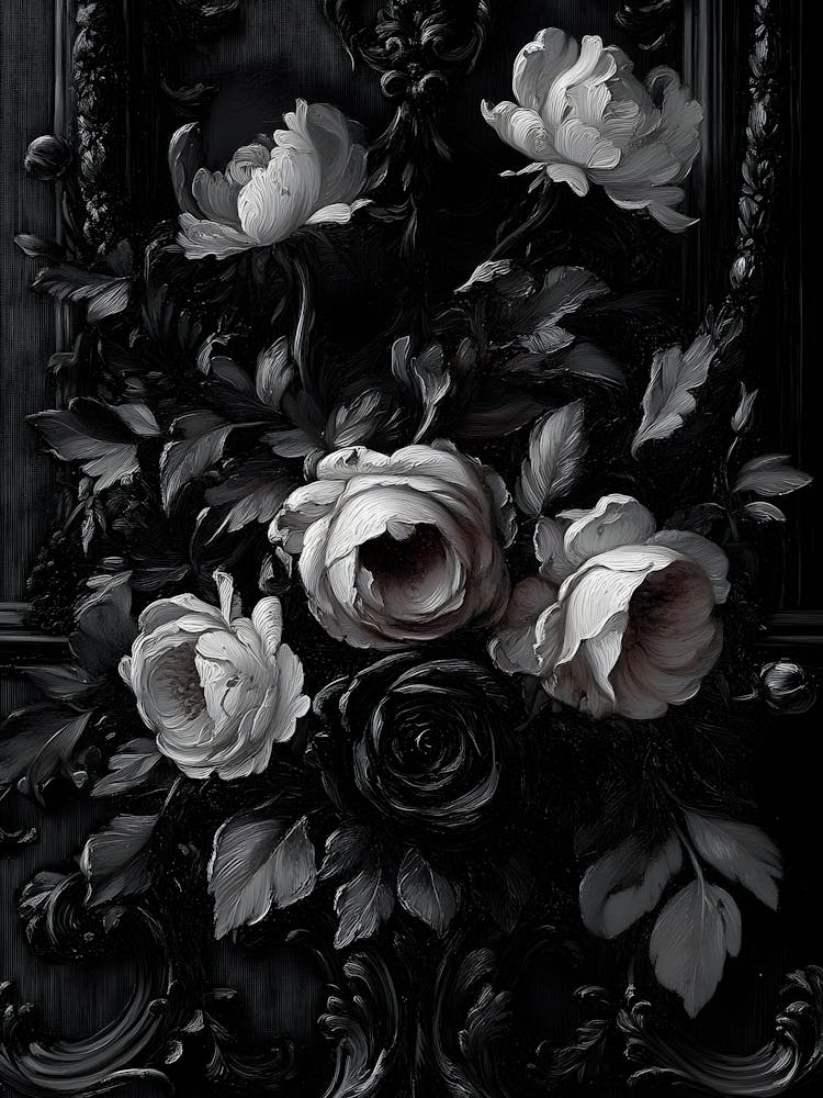 Dunkle Gothic Schwarz Und Weiße Rosen