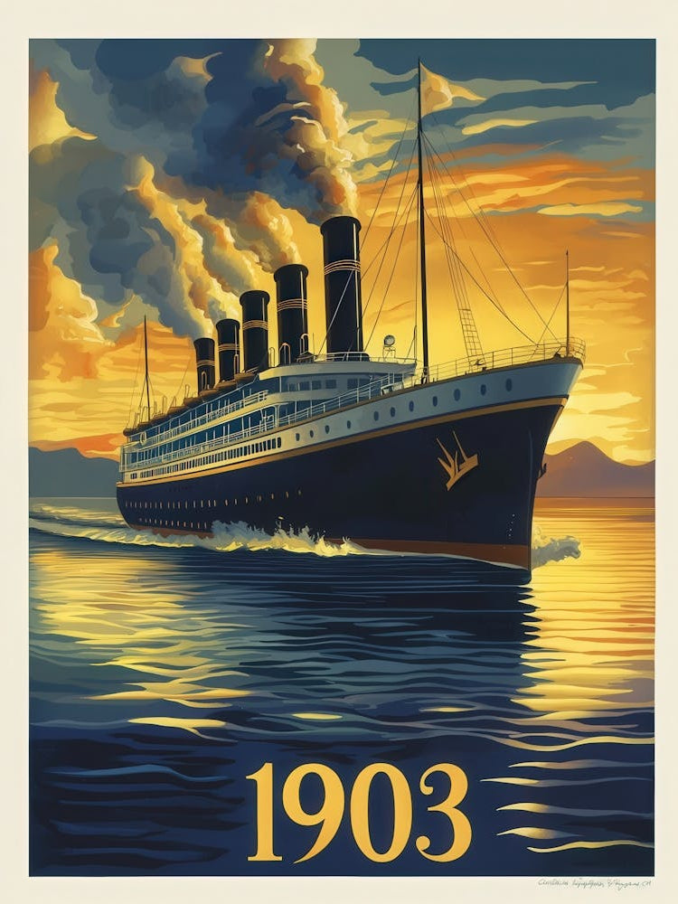 Aihrgdesign A Vintage Travel Poster Of A Luxurious Steamship