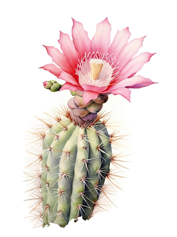 Austrocylindropuntia Subulata Cactus Watercolour Drawing 3