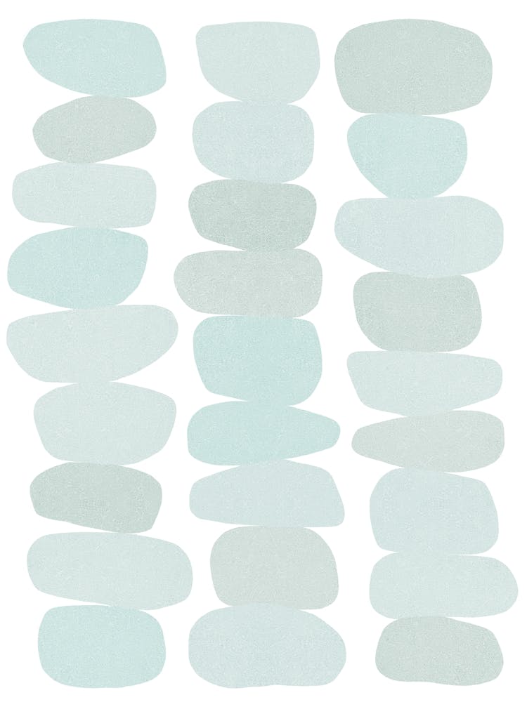 Serenity Organic Abstract Pebbles Tonal Pastel Blues