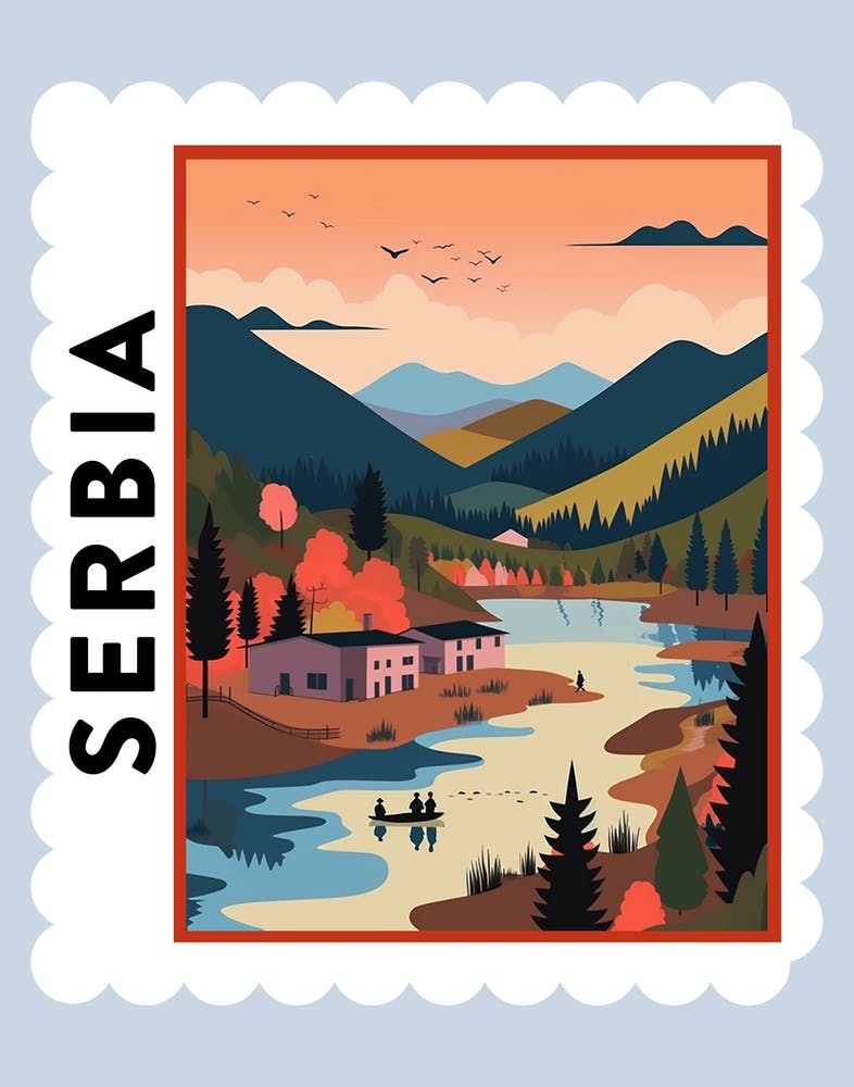 Serbia 1 Travel Stamp Poster