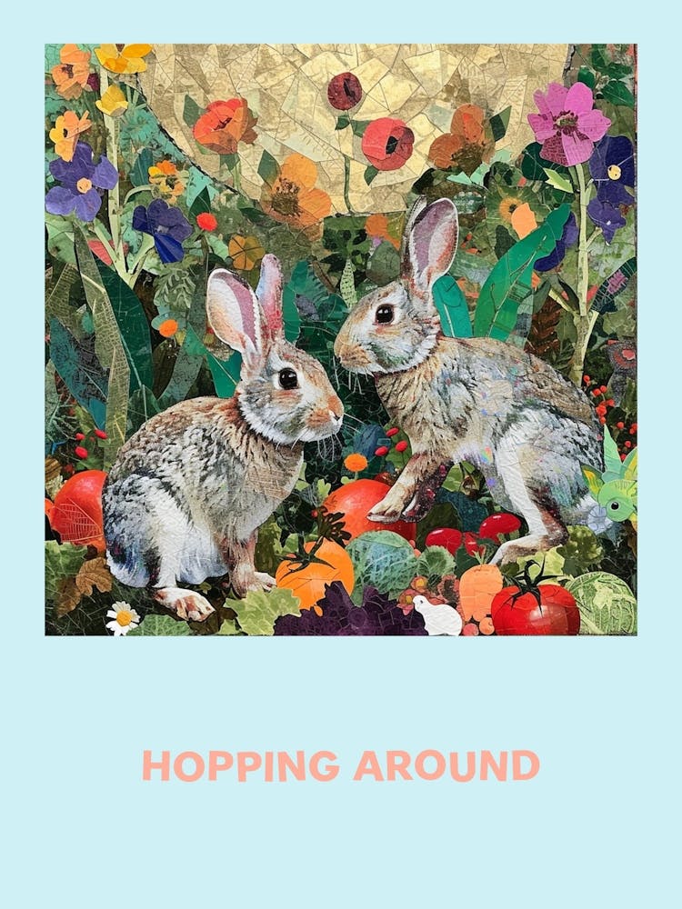 Hopping Around Bunnies In Vegetables Poster 1