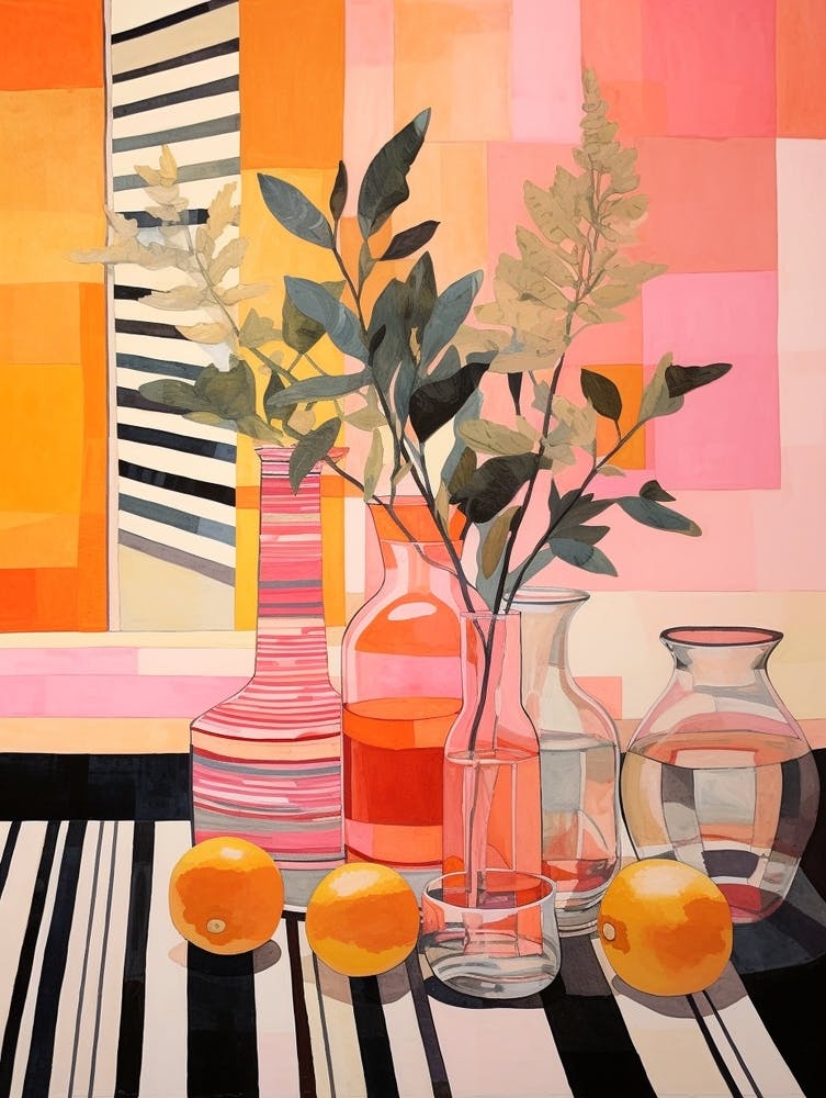 Plants And Oranges Still Life